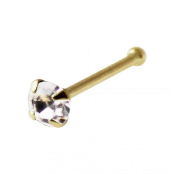 14karat Gold Nasenstecker Pin Nasenpiercing Gelbgold 2mm-Kristall rund