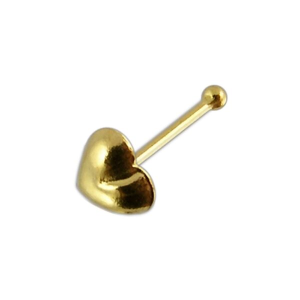 Nasenstecker Pin Herz 9k Gelbgold Nasenpiercing gerade