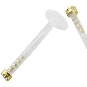 PMFK Piercing Labret Stecker 14karat Gold mit 2