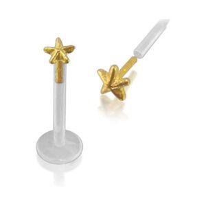 PMFK Piercing Labret Stecker 14karat Gold mit 3.5mm-Seestern