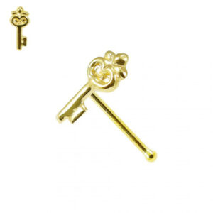 14karat Gold Nasenstecker Nasenpiercing Gelbgold Motiv Schlüssel mit Geschenkbox