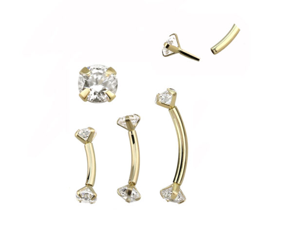 Piercing Banane Stecker 14karat Gold 3mm-Kristalle mit Geschenkbox