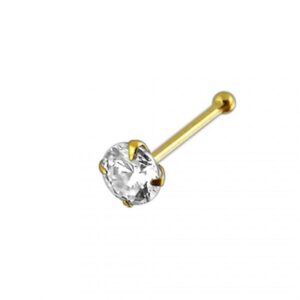 14karat Gold Nasenstecker Pin Nasenpiercing Gelbgold 2.5mm-Kristall mit Geschenkbox