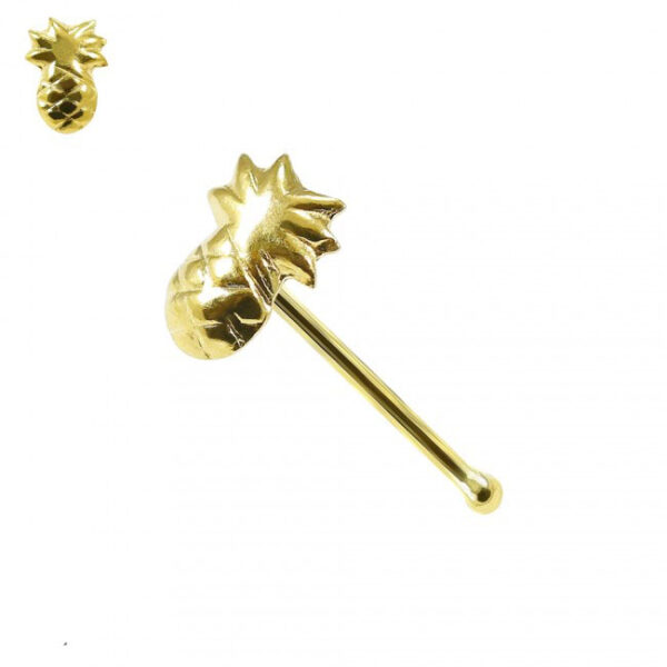 14karat Gold Nasenstecker Nasenpiercing Gelbgold Motiv Ananas mit Geschenkbox