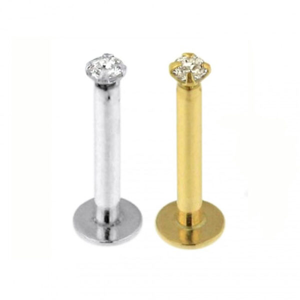 Piercing Labret Stecker 14karat Gold Gelbgold oder Weissgold 2mm-Aufsatz mit Geschenkbox