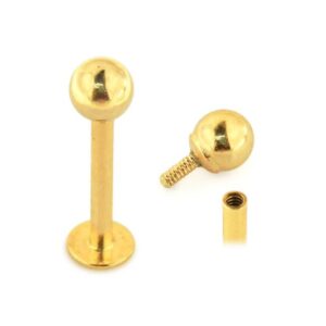 Piercing Labret Stecker 14karat Gold Gelbgold 3mm-Ball mit Geschenkbox