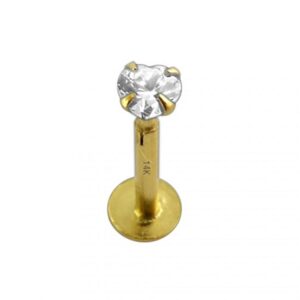 Piercing Labret Stecker 14karat Gold Kristall Herz