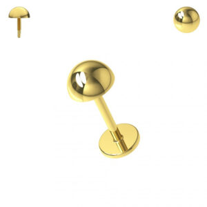 Piercing Labret Stecker 14karat Gold Gelbgold Innengewinde Halbkugel mit Geschenkbox