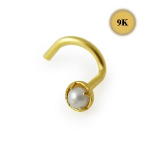 Nasenstecker Spirale mit Perle 9k Gold Nasenpiercing mit Geschenkbox