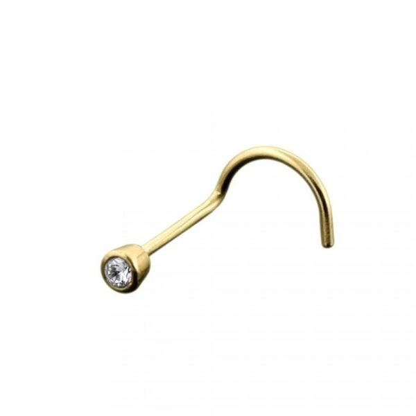 14karat Gold Nasenstecker Spirale Nasenpiercing Gelbgold mit rundem Kristall