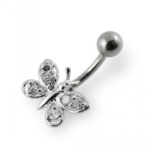 Bauchnabelpiercing Titan 925er Silber-Motiv Schmetterling