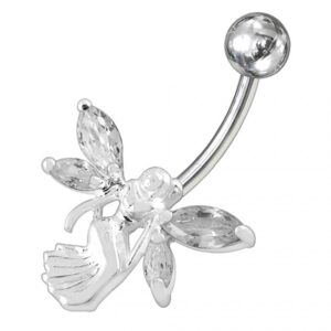 Bauchnabelpiercing Titan G23 925er Silber-Motiv Engel