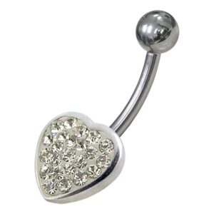 Bauchnabelpiercing Titan 925er Silber-Motiv Herz kristallklar