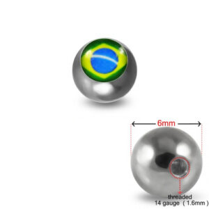 Schraubkugel aus Chirurgenstahl 316L mit Motiv Brasil