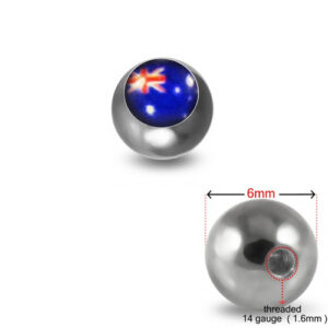 Schraubkugel aus Chirurgenstahl 316L mit Motiv Australia