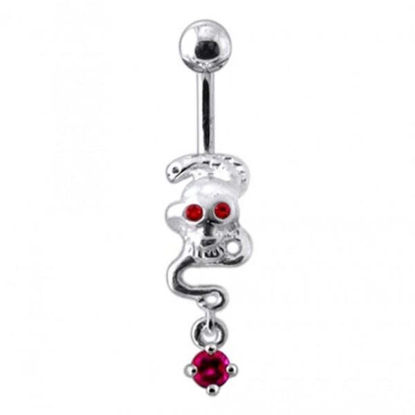 Bauchnabelpiercing Chirurgenstahl 925er Silber-Motiv Totenkopf