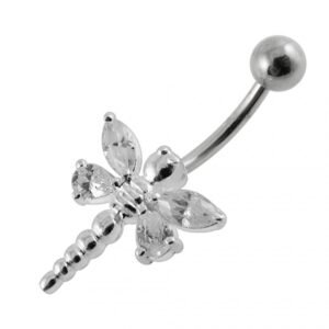 Bauchnabelpiercing Titan 925er Silber-Motiv Libelle