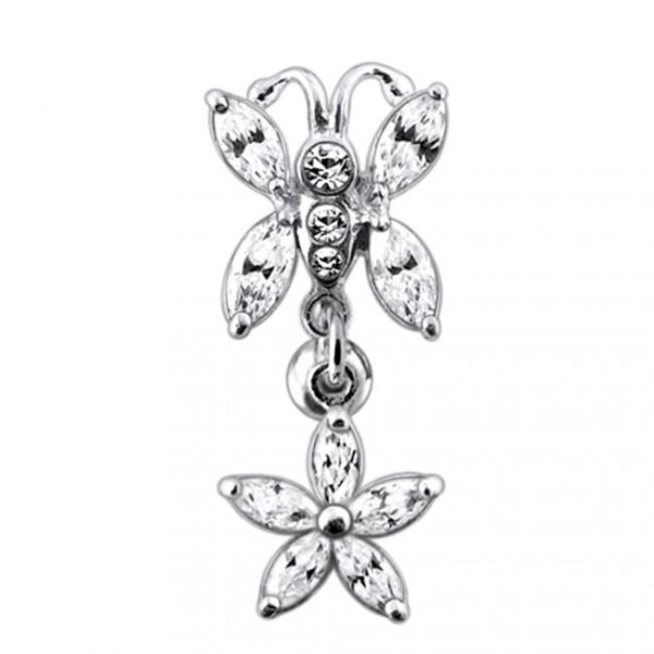 Bauchnabelpiercing Titan 925er Silber-Motiv Schmetterling