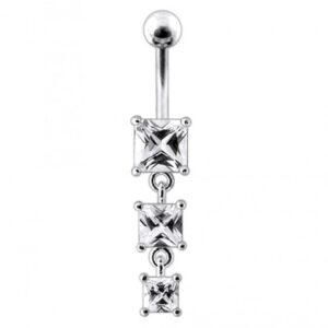 Bauchnabelpiercing Titan 925er Silber-Motiv Quadrate