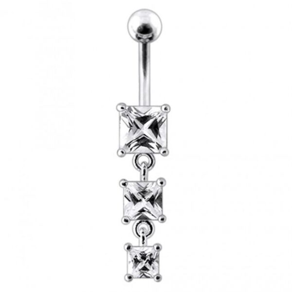 Bauchnabelpiercing Titan 925er Silber-Motiv Quadrate