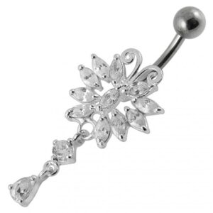 Bauchnabelpiercing Titan 925er Silber-Motiv Schmetterling