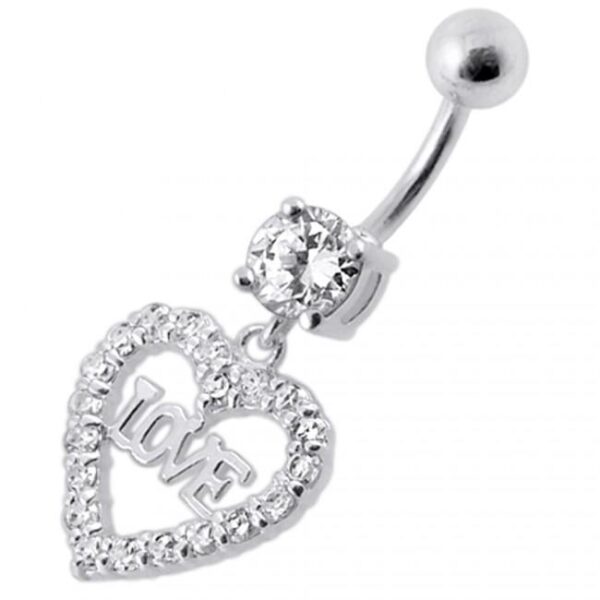 Bauchnabelpiercing Titan 925er Silber-Motiv Herz Love