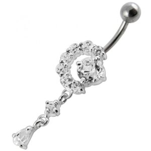 Bauchnabelpiercing Titan 925er Silber-Motiv Kristalldesign