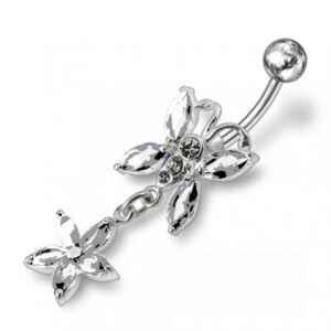 Bauchnabelpiercing Titan 925er Silber-Motiv Schmetterling