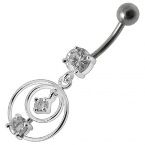 Bauchnabelpiercing Titan  925er Silber-Motiv Kristalldesign