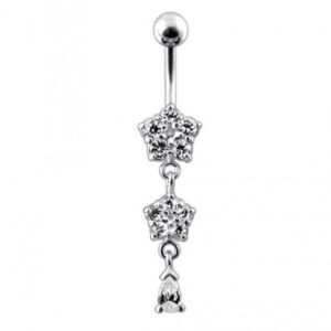 Bauchnabelpiercing Titan 925er Silber-Motiv Kristalldesign