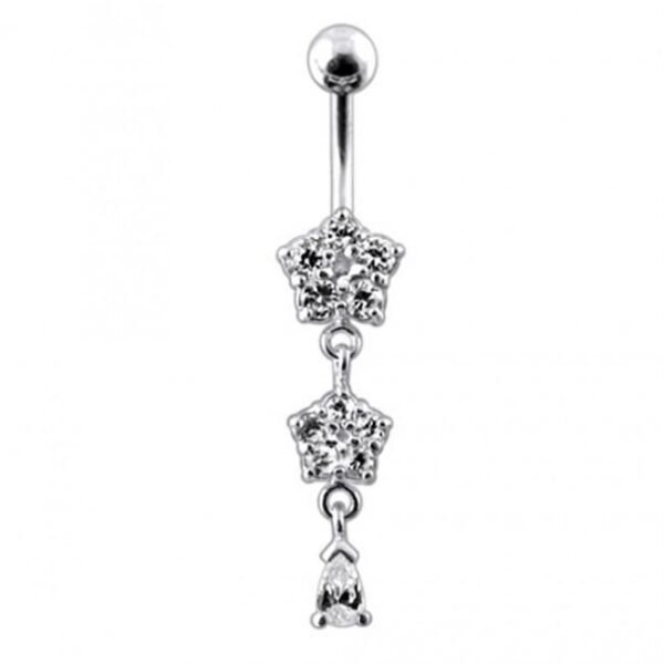 Bauchnabelpiercing Titan 925er Silber-Motiv Kristalldesign