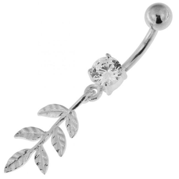 Bauchnabelpiercing Titan 925er Silber-Motiv Blätter