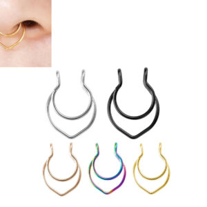 Fake Septum Nasenclip silberfarbig schwarz goldfarbig roségold regenbogen