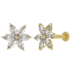 Piercing Labret Stecker Kristallblume 14karat Gold Gelbgold mit Kristallen inkl. Geschenkbox