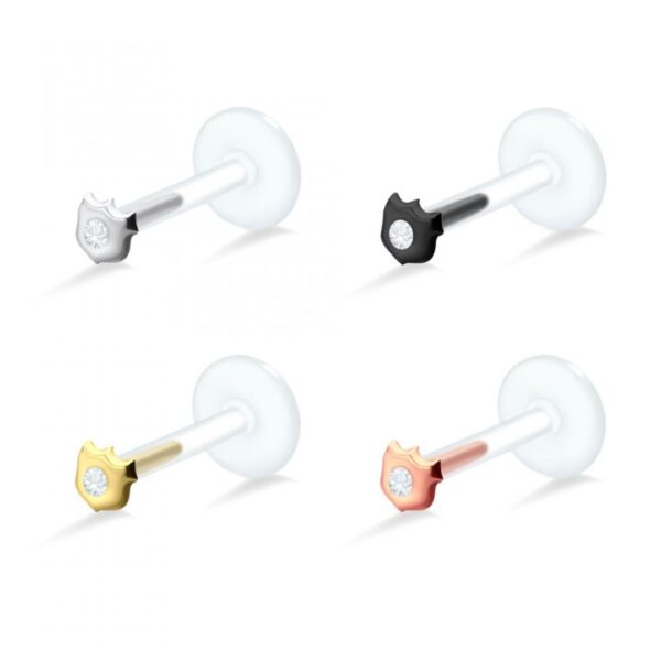 PTFE Tragus Labret Kristalldesign silber schwarz goldfarbig roségoldfarbig