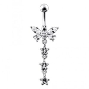 Bauchnabelpiercing Titan 925er Silber-Motiv Schmetterling