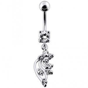 Bauchnabelpiercing Titan 925er Silbermotiv Blum   8mm/10mm/12mm Stablänge