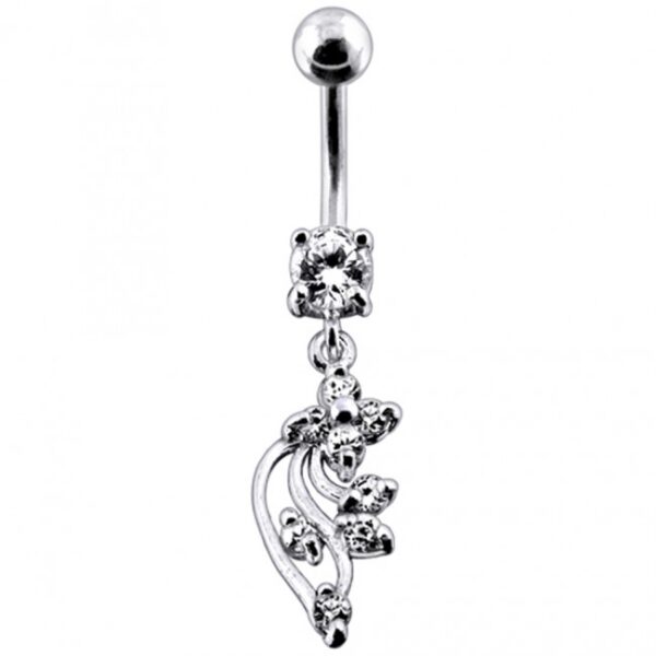 Bauchnabelpiercing Titan 925er Silbermotiv Blum   8mm/10mm/12mm Stablänge