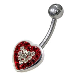 Bauchnabelpiercing Titan 925er Silber-Motiv Herz rot